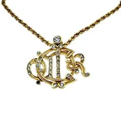 Dior　ネックレス　CDロゴ　ラインストーン　ゴールド　チェーン　ジュエリー