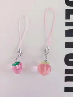 いちごと桃のストラップ 2個セット