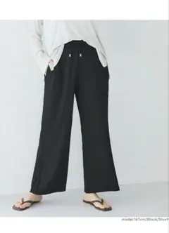 coca シボシャーリングイージーパンツ　Mブラック