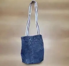 【訳あり特価】デニムリメイクバッグ ショルダー ハンドメイド 一点もののサムネイル
