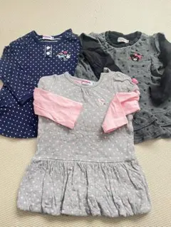 ミキハウス DOUBLE.B トップス ワンピース 3枚セット 80cm 女の子