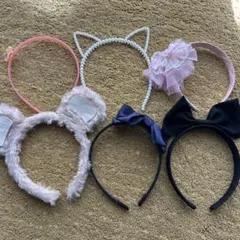 カチューシャセット 動物耳 リボン付きまとめ売り