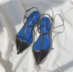 【美品】mamian ブラック フラットサンダル ポインテッドトゥ　S