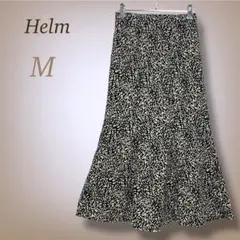 フレアスカート マーメイドスカート 総柄 デザイン ロング レオパード柄 黒 M