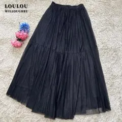 【現行✨美品】ルルウィルビー　シフォンプリーツ　ロングスカート　M相当