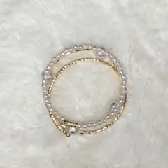 ブレスレット/ゴールドパール風ツイストブレスレット　3連　バングル