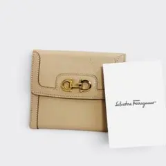 未使用 Ferragamo ガンチーニ 二つ折り財布 ベージュ 箱付きのサムネイル