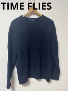 ◎ TIME FLIES メンズセーター　オシャレ　紺色　流行り　ニット