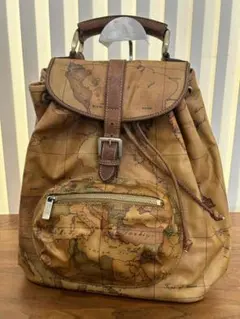 PRIMA CLASSE バックパック　PVC レザー　ブラウン　世界地図　匿名