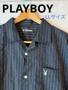 PLAYBOY 長袖シャツ ストライプ ブラック LLのサムネイル