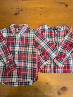 babyGap チェック柄 長袖シャツ,チュニック 4歳用 双子コーデ