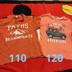 Tシャツ 2枚セット 山と車のデザイン