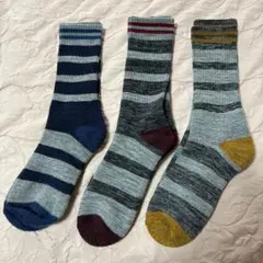 メンズストライプデザインソックス25〜27㎝3足セット