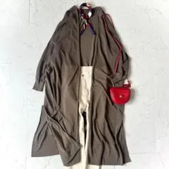 ミューズ ドゥーズィーエムクラス 日本製 コットン ロングカーディガン 茶色