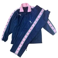 PUMA ストライプジャージ ネイビー/ピンク　2