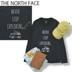 ノースフェイス THE NORTH FACE 長袖 プリントT L 紺 ♪