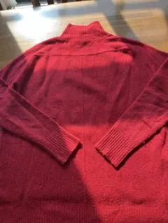 赤のタートルネックセーター