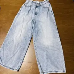 GU デニム ワイドパンツ ライトブルー 150cmのサムネイル