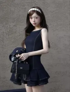 Darich ダブルプリーツデニムミニワンピース F-L