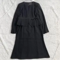 極美品✨SOIR　ブラックフォーマル　ノーカラージャケット　ワンピース　11号