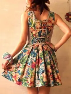 日本製花柄ワンピース　サマードレス