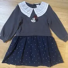 プティマイン ミニーちゃん 刺繍 襟付きワンピース 100