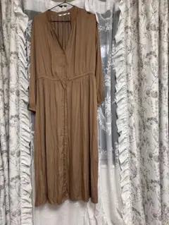 Uniqlo ブラウン シャツワンピース 長袖