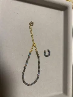 ハンドメイド ビーズ ブレスレットとイヤリングセット