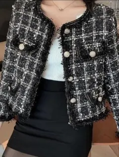 minagram デニム配色ツイードジャケット - メルカリ
