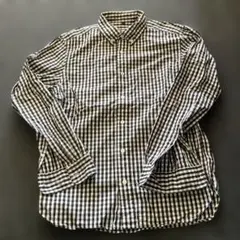 無印良品　未使用品　黒白チェック柄 長袖シャツ Lサイズ