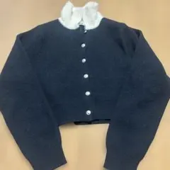 NICE CLAUP ポロ襟配色ニットカーディガン