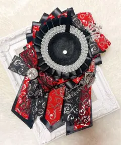 975 ハンドメイド 痛ロゼット ブラック レッド