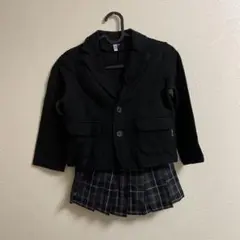 子供用　黒ジャケットとチェック柄スカートセット
