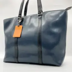 ポールスミス レザー トートバッグ マルチカラー バイカラー ネイビー ブラウン