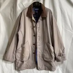 Lands’ End コットンジャケット 襟コーデュロイ チェック裏地 L
