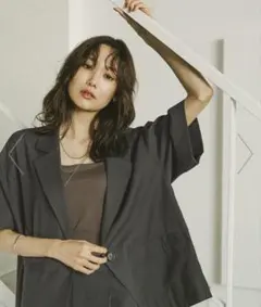 新品未使用◎　お手入れラクラクジャケット半袖　グローバルワーク ブラック　上着