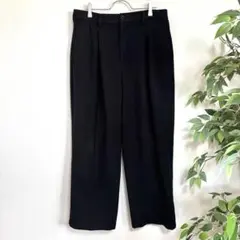 【ジーユーGU】起毛バギースラックス タックワイドパンツ 黒　L メンズ　良品