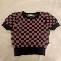 LUV IS TRUE チェック柄半袖ニット