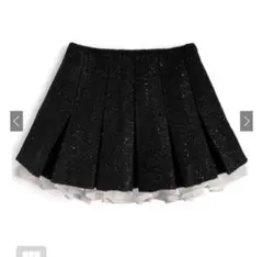 GRL インパン裏地付きフリルツイードプリーツミニスカート XS gm838