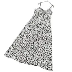 B2526【ザラ】ワンピース/花柄/総柄/モノトーン/さらり/S