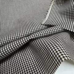 4M国産コットンローン先染めギンガムチェックブラック黒綿生地布地