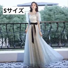 演奏会用ドレス　パフスリーブ パーティードレス ロング丈のサムネイル