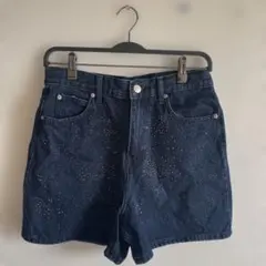 ZARA ビジュー装飾 ダークブルーショートパンツ EUR 36