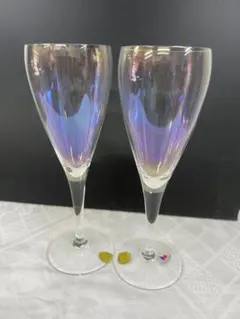 ボヘミアクリスタルペアワイングラス　チェコスロバキア製　未使用品