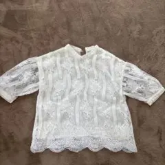 PAGEBOY レース装飾 半袖ブラウス ホワイト