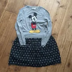 ミッキーマウス刺繍長袖ワンピース XXL