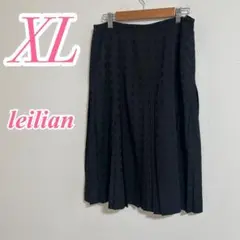 leilian ブラック　プリーツスカート　オフィス　ドット　膝丈のサムネイル