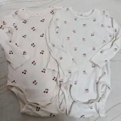 H&M チェリー柄ロンパース 2着セット 92