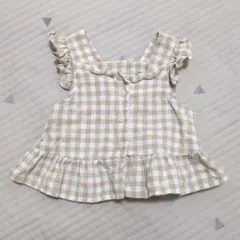 tete a tete ベージュチェックトップス 80センチ