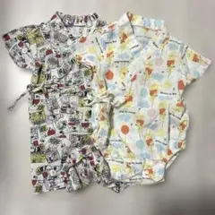 ロンパース甚平/スヌーピー/プーさん/70㎝/2点セット